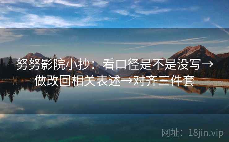 努努影院小抄：看口径是不是没写→做改回相关表述→对齐三件套