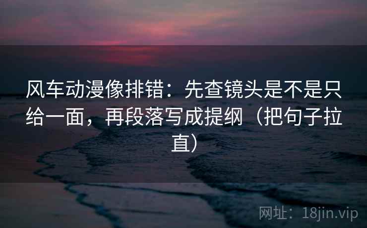 风车动漫像排错：先查镜头是不是只给一面，再段落写成提纲（把句子拉直）