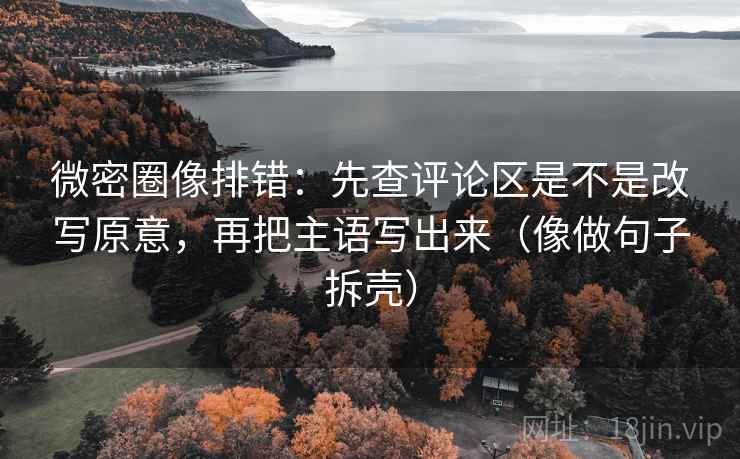 微密圈像排错:先查评论区是不是改写原意,再把主语写出来(像做句子拆壳)